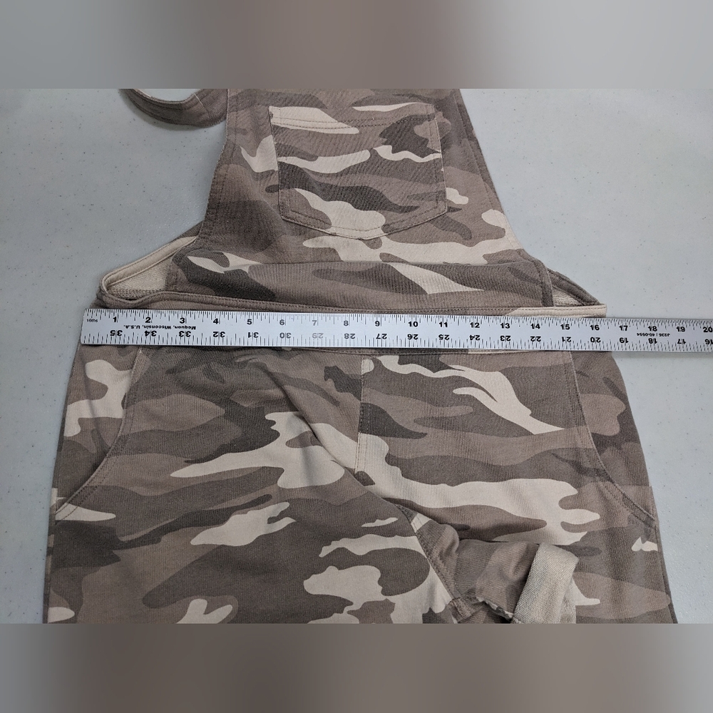 Universal Thread Shortall Bib Shorts Overalls S Taupe Camo Stretch Beach Boho - Picture 9 of 12